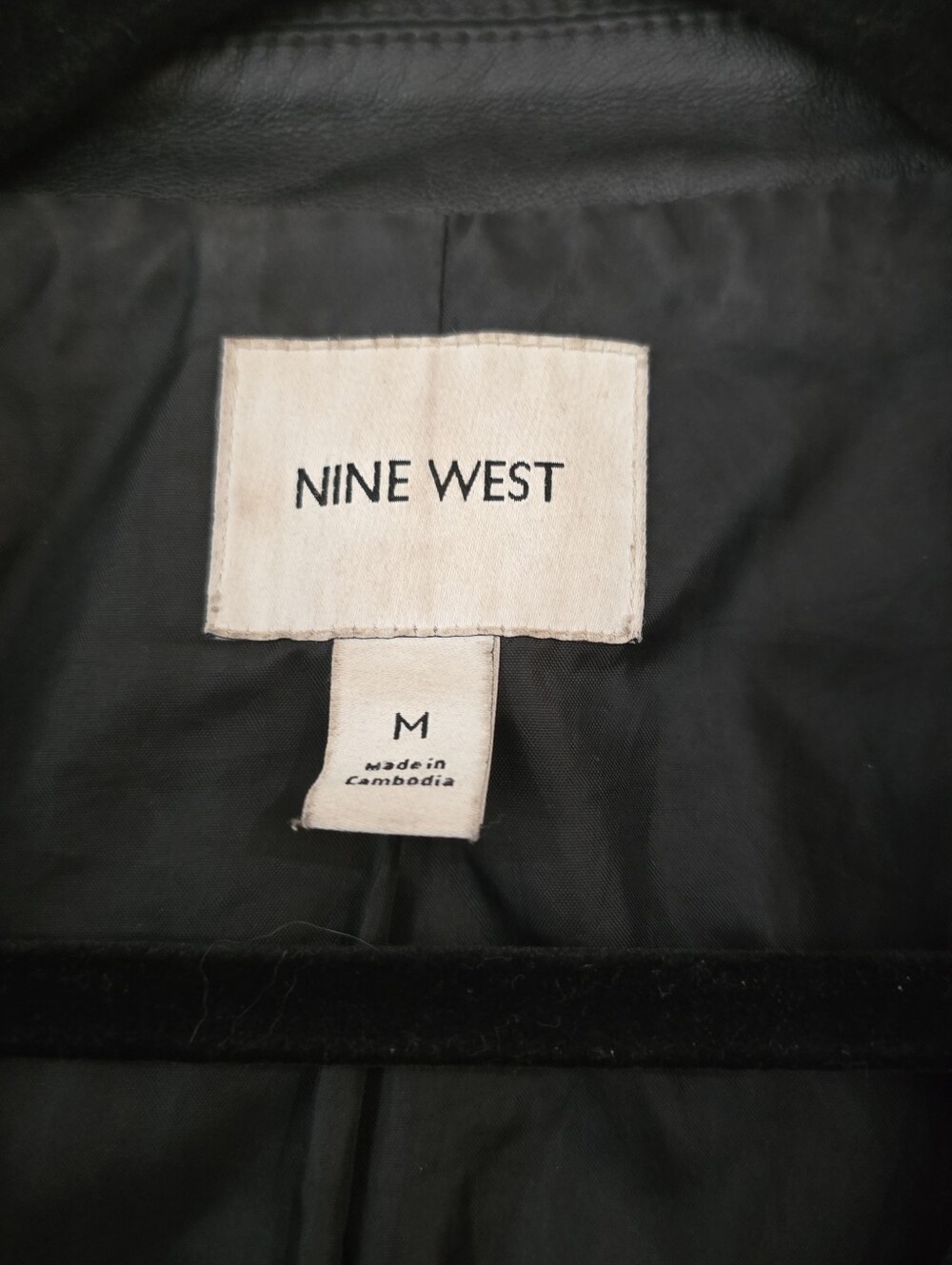 Nine West Black Imitation Leather Moto Biker Jacket - Size M - Picture 2 of 11
